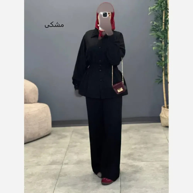 ست شومیز و شلوار زنانه مدل شالیز جنس صوفیا ژاکارد فری سایز