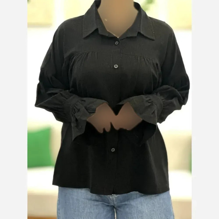 شومیز زنانه آستین شیپوری مدل ماتینا جنس کادنزا اسلب فری سایز