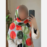 شال نخی منگولهدار قواره بزرگ 190 در 70 سانتیمتر