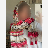 شال نخی منگولهدار قواره بزرگ 190 در 70 سانتیمتر