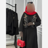 کت و دامن زنانه یارا جنس مازراتی رنگ مشکی فری سایز گلدوزی شده