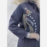کت و دامن زنانه یارا جنس مازراتی رنگ مشکی فری سایز گلدوزی شده