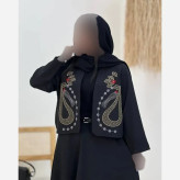 کت و دامن زنانه یارا جنس مازراتی رنگ مشکی فری سایز گلدوزی شده