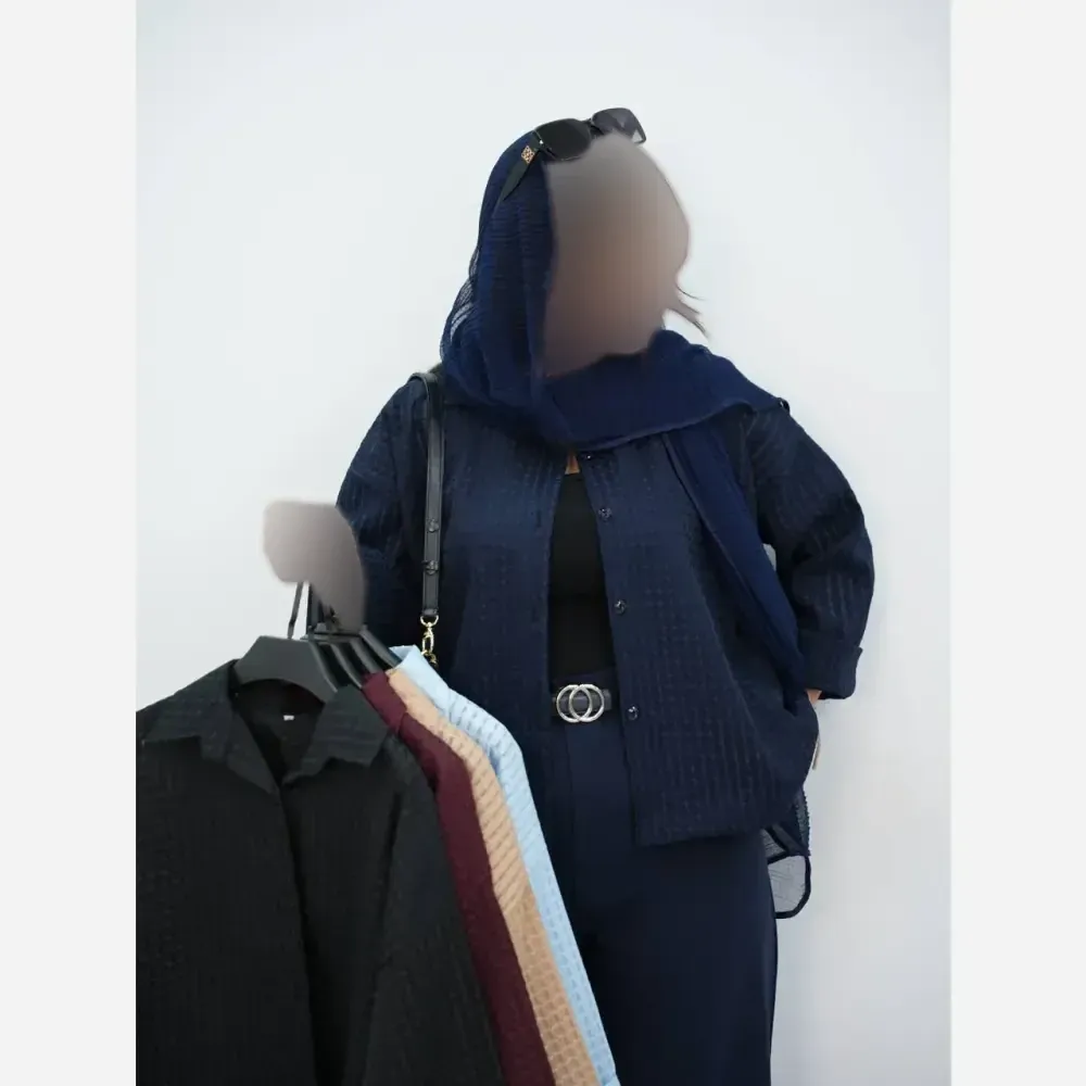 شومیز باکسی حصیری زنانه جنس ژاکارد ابریشم فری سایز 36 تا 46
