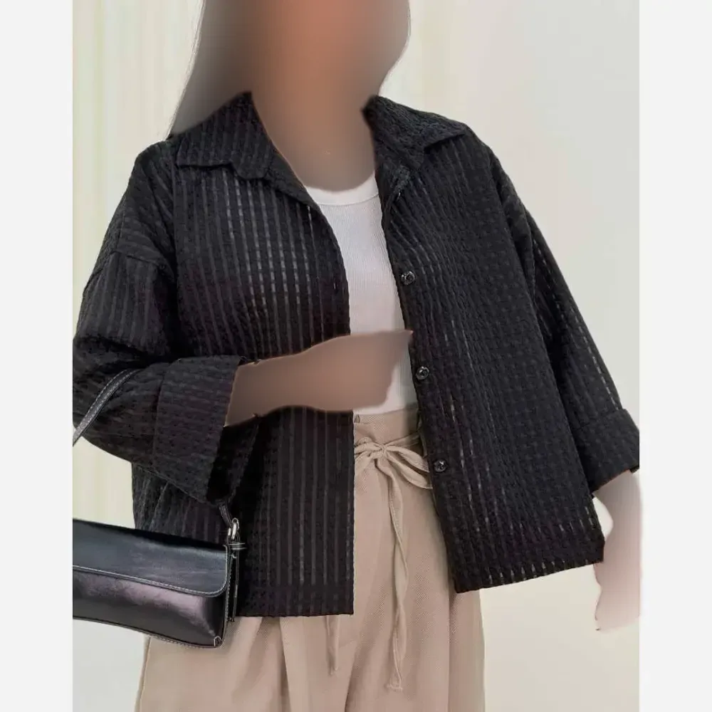 شومیز باکسی حصیری زنانه جنس ژاکارد ابریشم فری سایز 36 تا 46