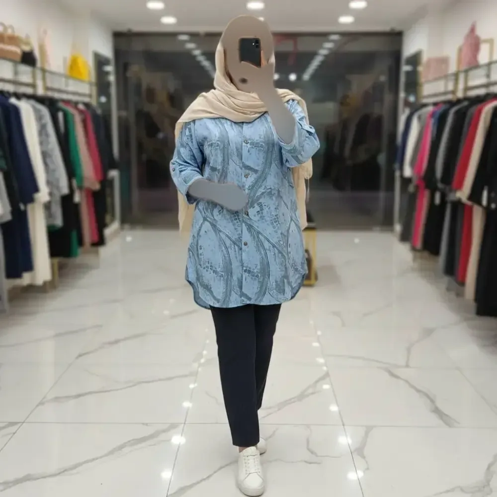 شومیز مانتویی زنانه مدل پرنیا جنس شانتون خنک در سه رنگ متنوع