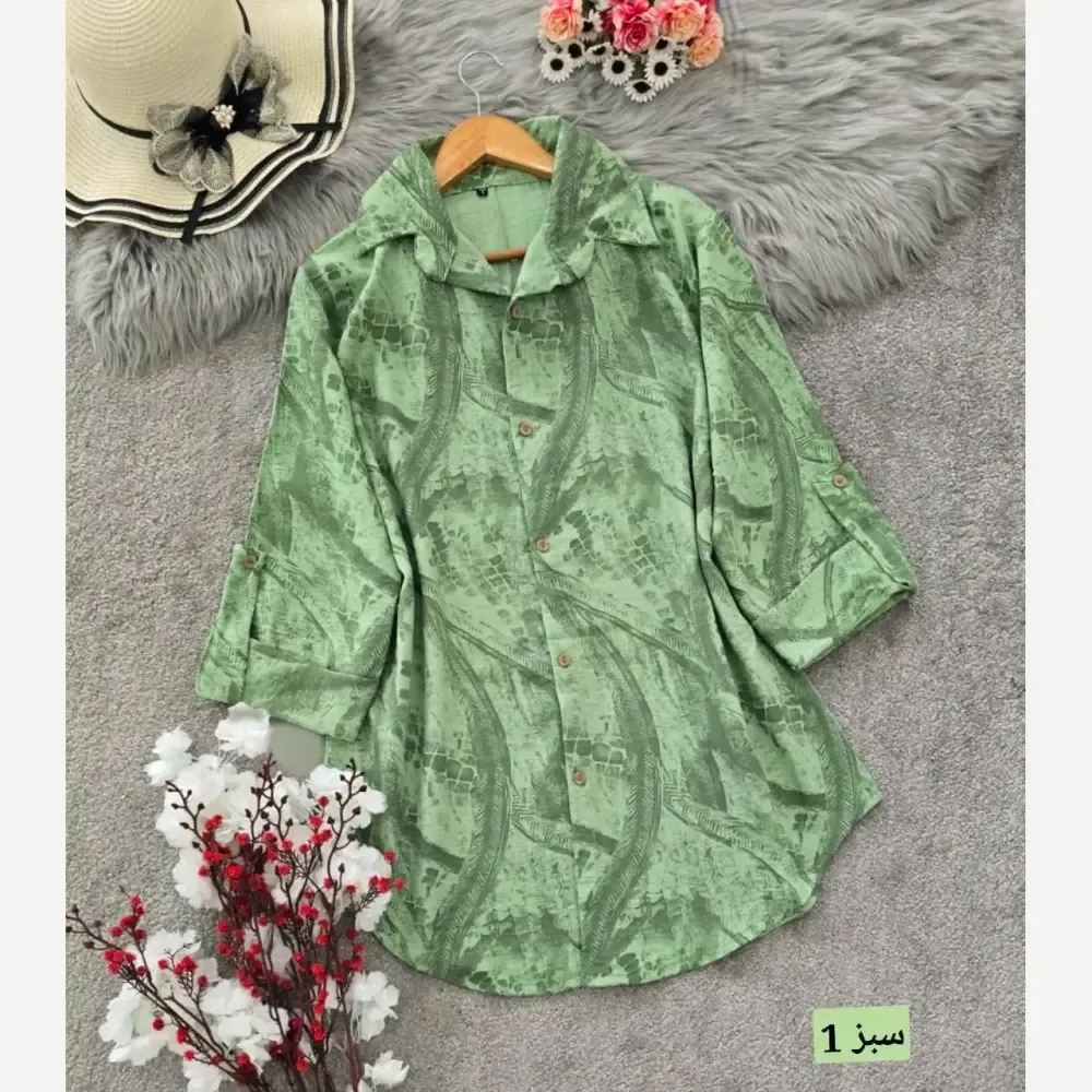 شومیز مانتویی زنانه مدل پرنیا جنس شانتون خنک در سه رنگ متنوع