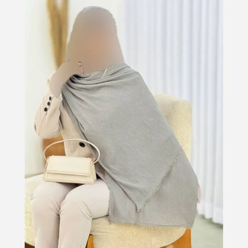 شال پلیسه لمه دار دور ریش زنانه ابعاد 75 در 175 سانتی متر