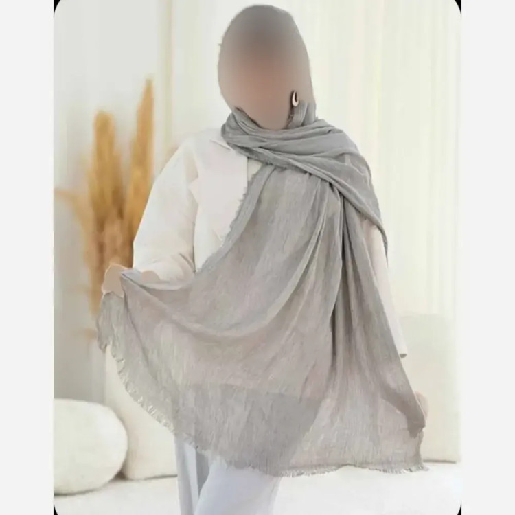 شال پلیسه لمه دار دور ریش زنانه ابعاد 75 در 175 سانتی متر
