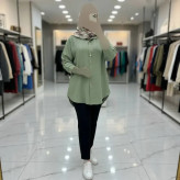 شومیز مانتویی نگیندار زنانه جنس شانتون در 5 رنگ متنوع سایز یک و دو