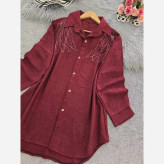 شومیز مانتویی نگیندار زنانه جنس شانتون در 5 رنگ متنوع سایز یک و دو
