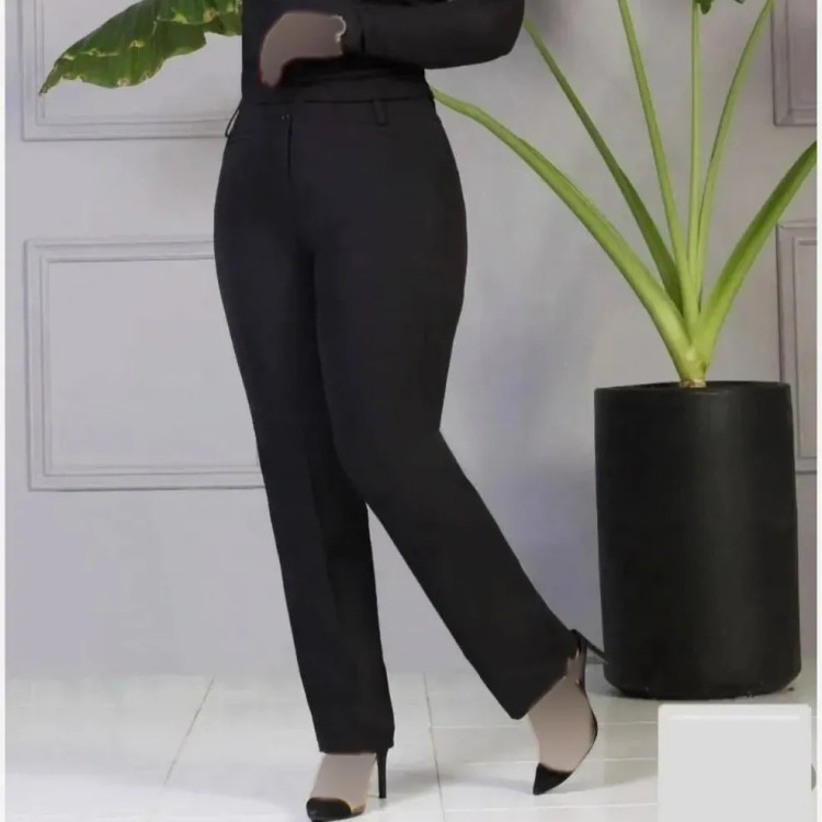 شلوار راسته چاک دار زنانه جنس مازراتی رنگ مشکی قد 90
