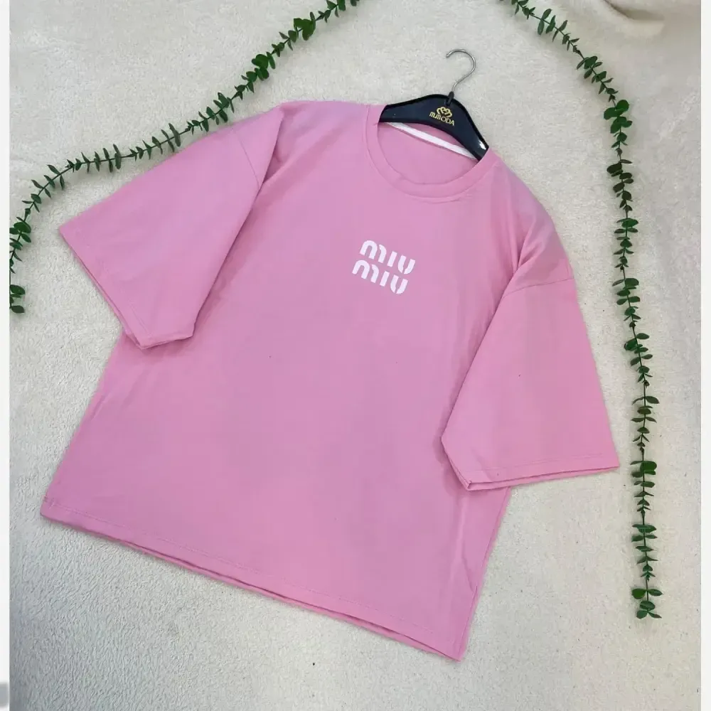 تیشرت باکسی زنانه مدل MIU MIU جنس سوپر پنبه فری سایز