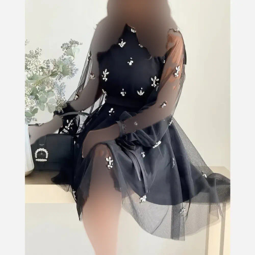 پیراهن زنانه مجلسی ساتن و سانول نگیندوزی شده رنگ مشکی