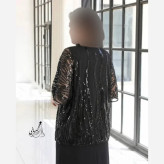 پیراهن ماکسی زنانه سایز بزرگ مدل پریا جنس کرپ و حریر پولکدوزی مشکی سایز 48 تا 56