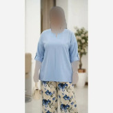 ست شومیز و شلوار زنانه مدل آفاق جنس لنین و شانتون اسلپ فری سایز