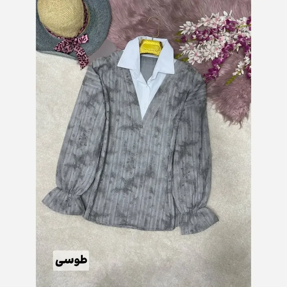 شومیز زنانه مدل پری ماهی جنس شانتون فری سایز 38 تا 46