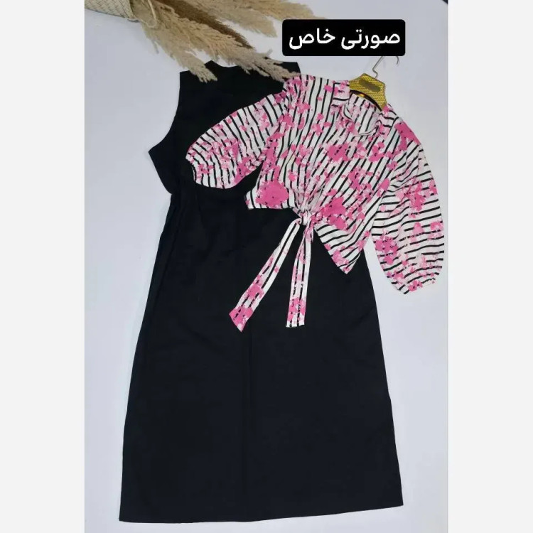 ست شومیز و سارافون زنانه مدل نازیلا جنس نخی و شانتون فری سایز