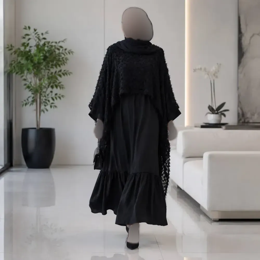 پیراهن زنانه طرح رها جنس صوفیا و یاخما مشکی سایز 38 تا 52