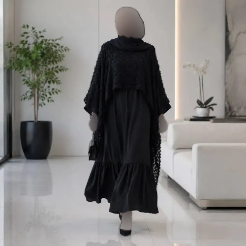 پیراهن زنانه طرح رها جنس صوفیا و یاخما مشکی سایز 38 تا 52