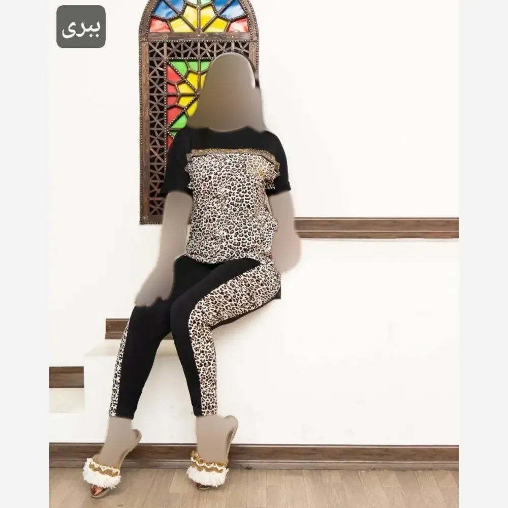 ست تیشرت و شلوار زنانه مدل زویا جنس فلامنت الیزه فول کش نگیندار فری سایز