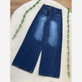 شلوار جین زنانه مدل شافل بگ جنس جین ترک قد 105