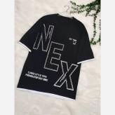 تیشرت لش NEX مشکی با جنس نخ پنبه باکیفیت و طراحی اسپرت سایز فری تا 48