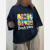 تیشرت باکسی زنانه طرح beach vibes جنس پنبه سوپرنخ فری سایز