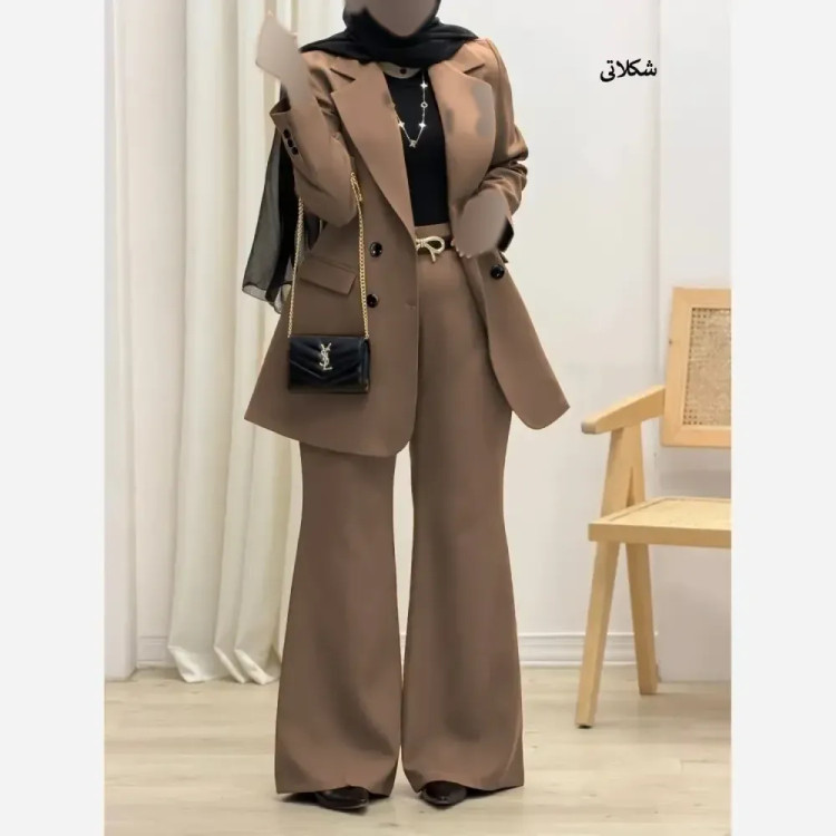کت شلوار زنانه مدل ساغر جنس کرپ مازراتی کجراه سایز 40 تا 50