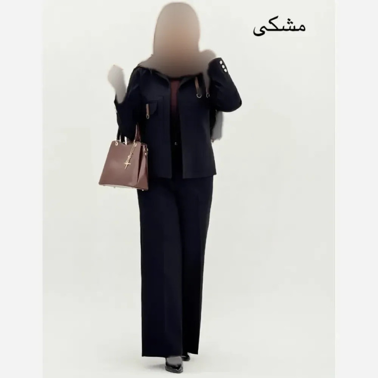 کت و شلوار زنانه مدل بهار جنس کرپ مازراتی با شلوار بگ