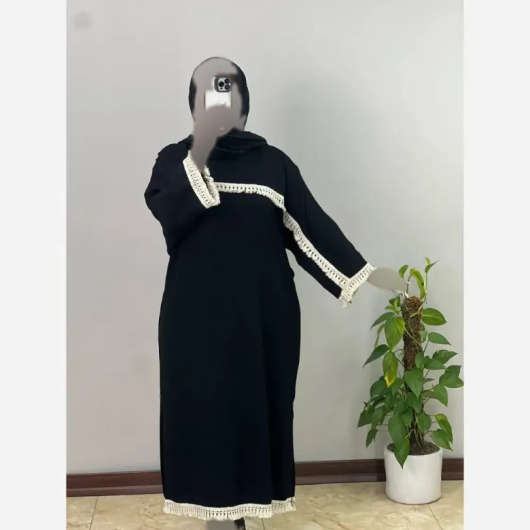 کفتان زنانه جنس آیوا رنگ مشکی فری سایز مناسب سایز 38 تا 52