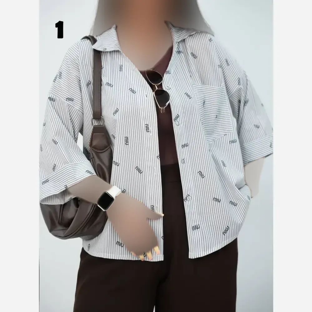شومیز زنانه راه راه لنین کتان فری سایز 36 تا 46 خنک تابستانی