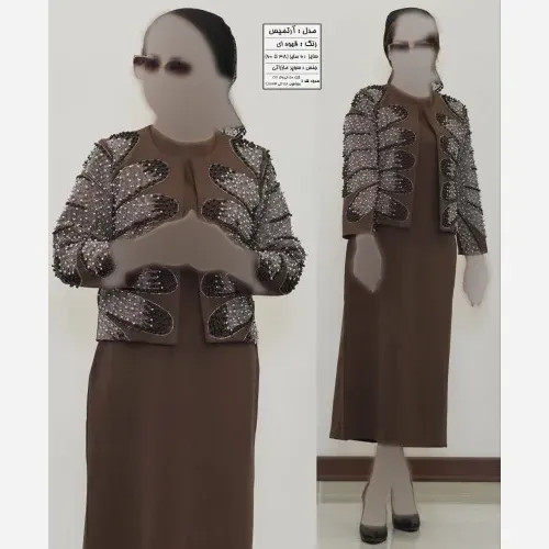 کت سارافون زنانه مدل آرتمیس جنس سوپر مازراتی با خرجکار نگین و مروارید
