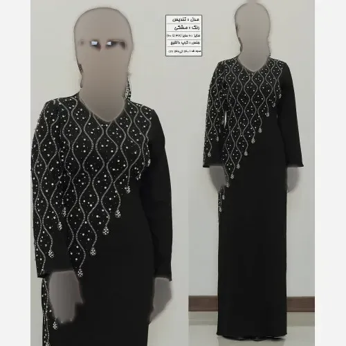 ماکسی مجلسی زنانه بیگ سایز کرپ دالقیچ مشکی با خرجکار نگین و مروارید سایز 50 تا 60