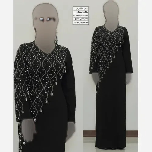 ماکسی مجلسی زنانه بیگ سایز کرپ دالقیچ مشکی با خرجکار نگین و مروارید سایز 50 تا 60
