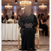 ماکسی مجلسی زنانه بیگ سایز کرپ دالقیچ مشکی با خرجکار نگین و مروارید سایز 50 تا 60