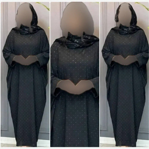 عبای زنانه نگیندار مدل الیزه فری سایز رنگ مشکی