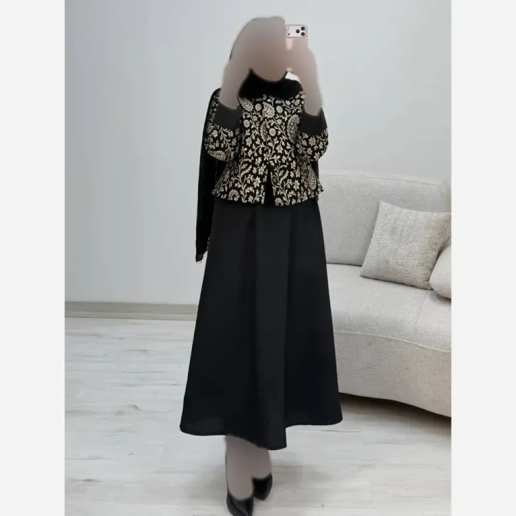 ست کت و سارافون زنانه مدل هما جنس پرشیا و تافته فری سایز 38 تا 46