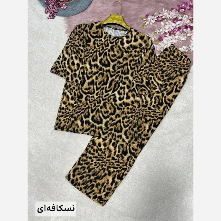 ست تیشرت و شلوار زنانه مدل رزیتا جنس ویسکوز پنبه فول کش فری سایز 38 تا 46