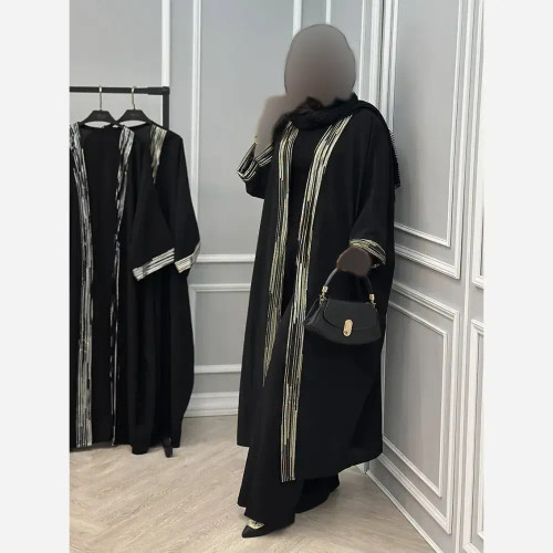 عبای جلو باز زنانه مدل طهورا جنس الیزه فری سایز مناسب تا سایز 50