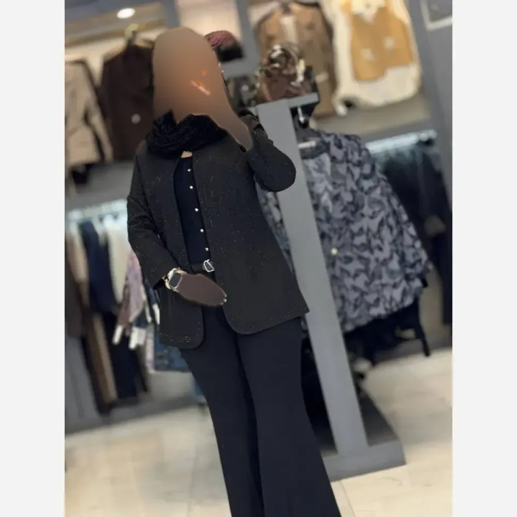 کت مجلسی زنانه مدل نگین ستاره جنس مازراتی رنگ مشکی سایز بزرگ