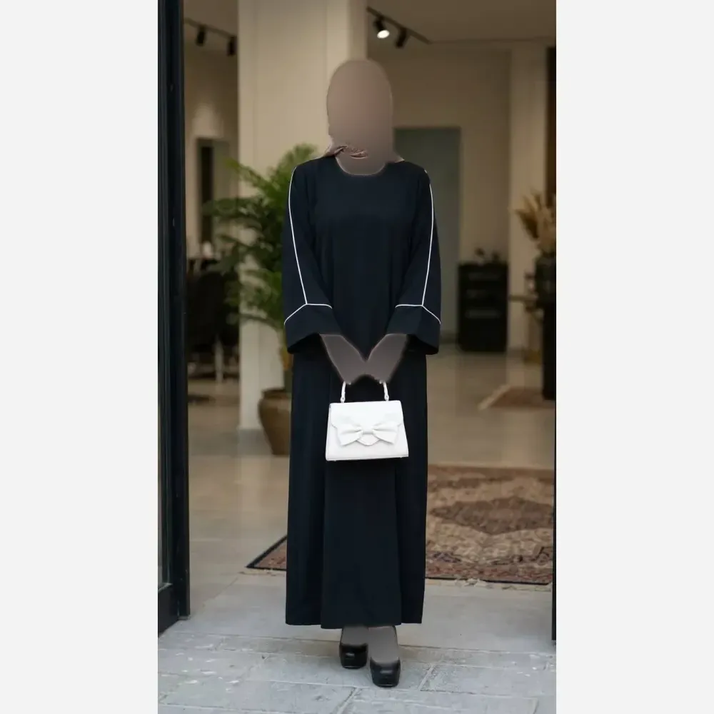 عبا زنانه مدل آستین مغزی جنس الیزه رنگ مشکی فری سایز تا 48
