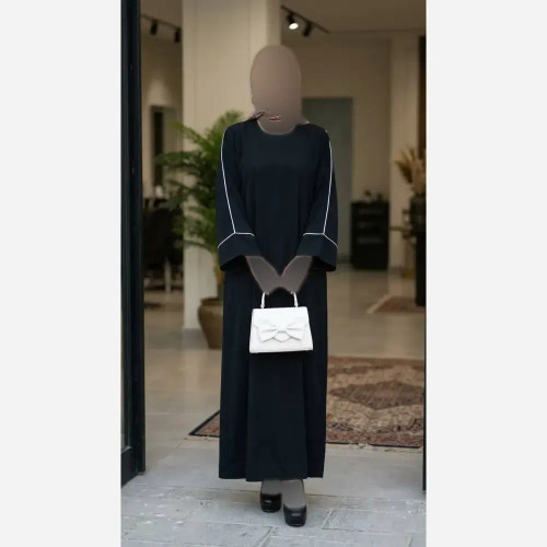 عبا زنانه مدل آستین مغزی جنس الیزه رنگ مشکی فری سایز تا 48