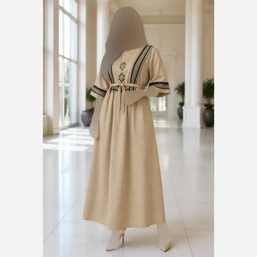پیراهن ساحلی نخی طرح سرخپوستی فری سایز 38 تا 48