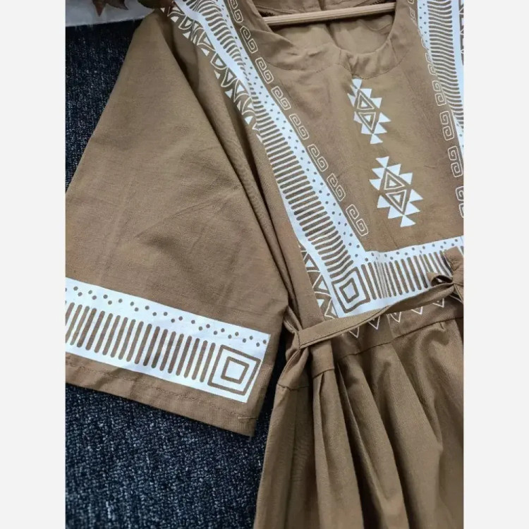 پیراهن ساحلی نخی طرح سرخپوستی فری سایز 38 تا 48