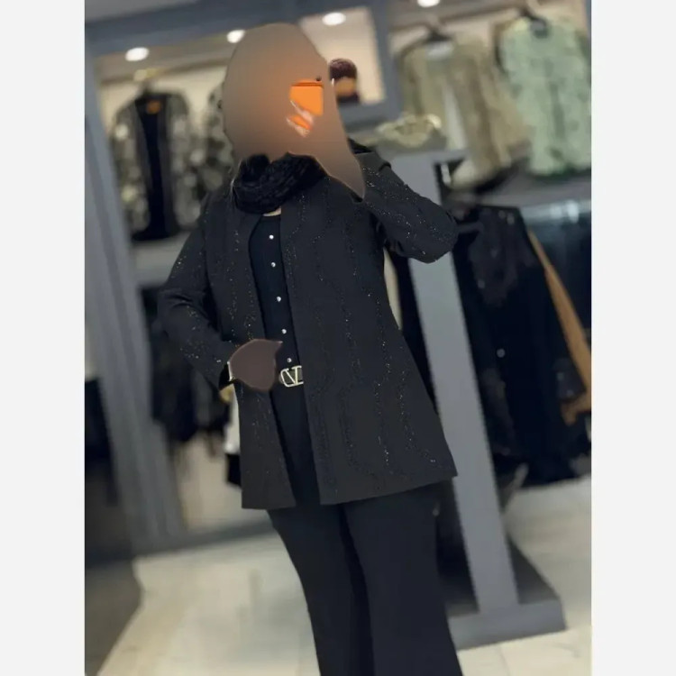 مانتو مجلسی زنانه مدل شیدا جنس کرپ مازراتی درجه یک رنگ مشکی سایز بزرگ