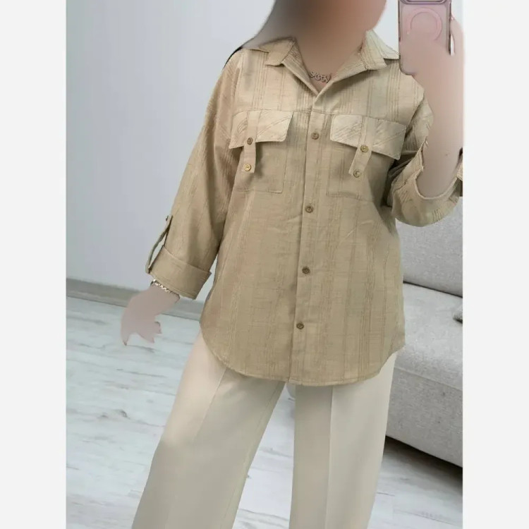 شومیز زنانه شانتون مدل جیب صلیبی فری سایز 38 تا 46