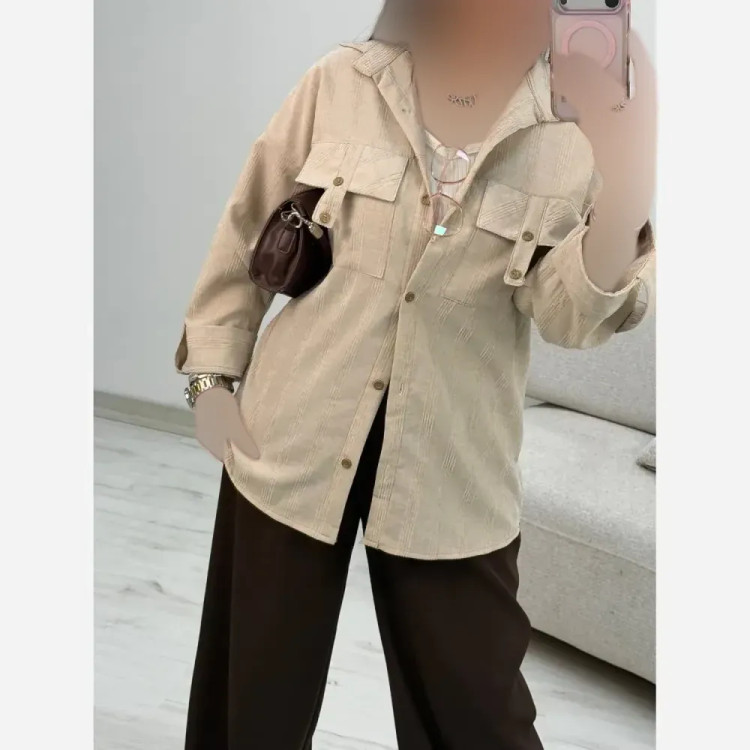 شومیز زنانه شانتون مدل جیب صلیبی فری سایز 38 تا 46