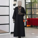 عبا زنانه مدل هدیه جنس الیزه با خرجکار سوزن دوزی درجه یک رنگ مشکی فری سایز