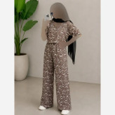 ست تیشرت و شلوار راحتی زنانه نخی فری سایز 38 تا 48